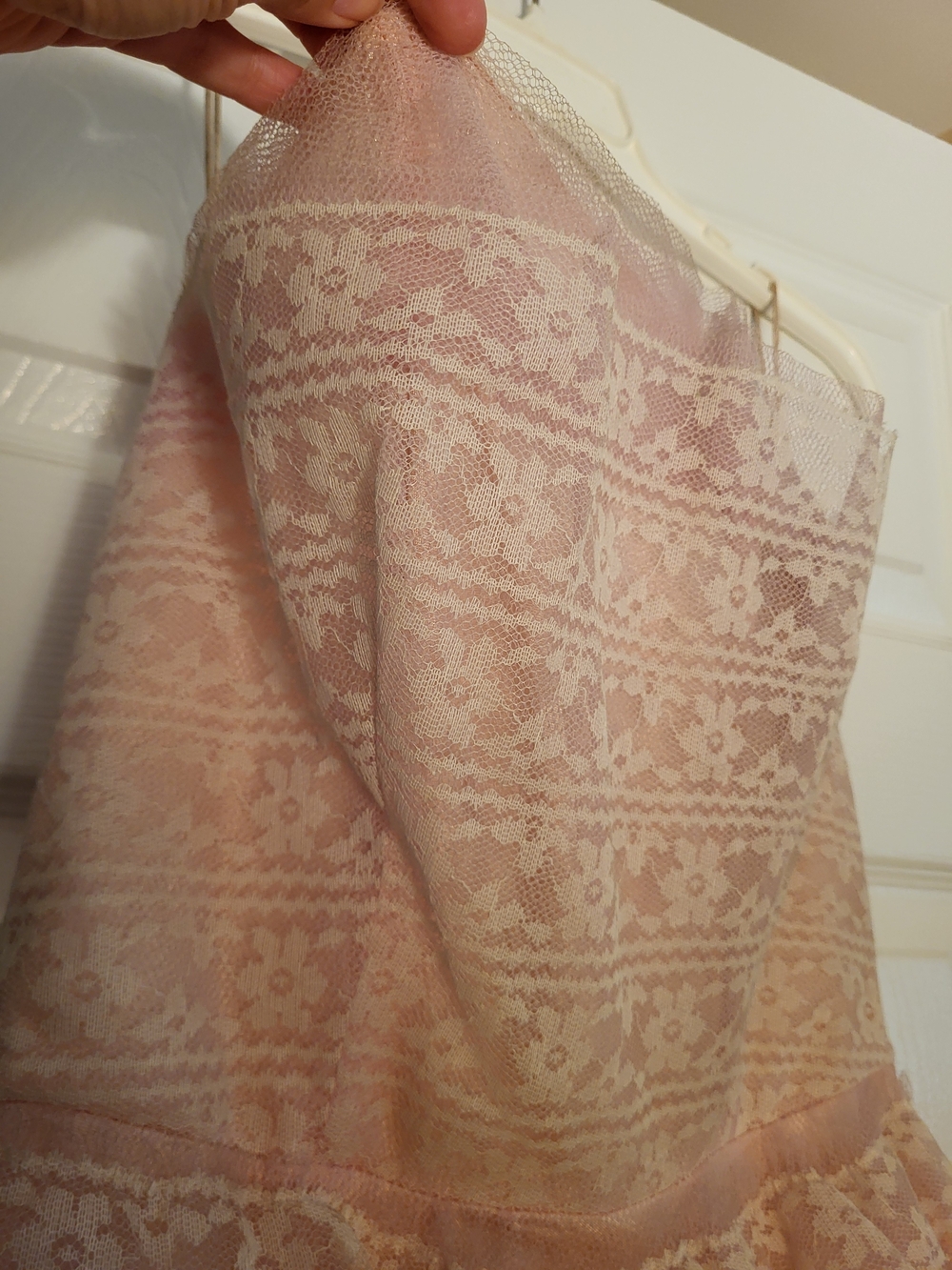 Blush Pink Vintage Lace And Tulle 1950s Strapless Dress - Picture 3 of 13